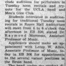 Glee Club and Band auditions, October 1, 1946