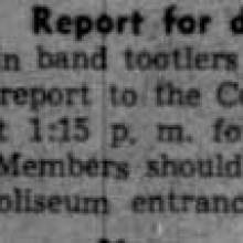 Band reports for duty, November 8, 1946