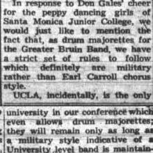 Lack of majorettes letter, October 20 ,1947