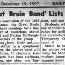 Concert Band announcement, December 19, 1947