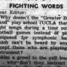 Letter - Why doesn't Band play fight songs? October 29, 1947