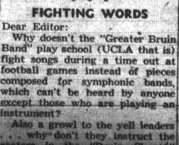 Letter - Why doesn't Band play fight songs? October 29, 1947