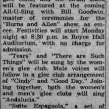 All-U Sing to feature Band, May 26, 1947