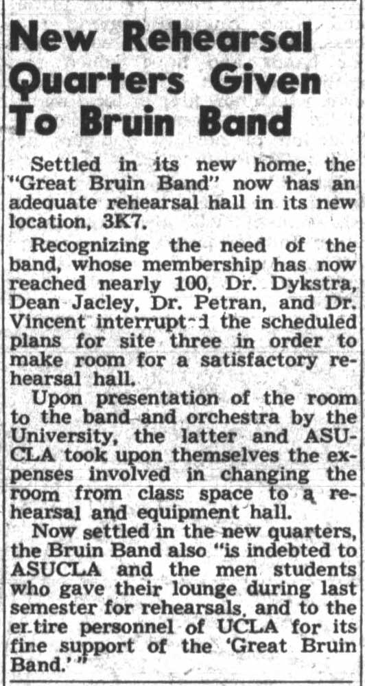 Band's new rehearsal quarters, March 4, 1948