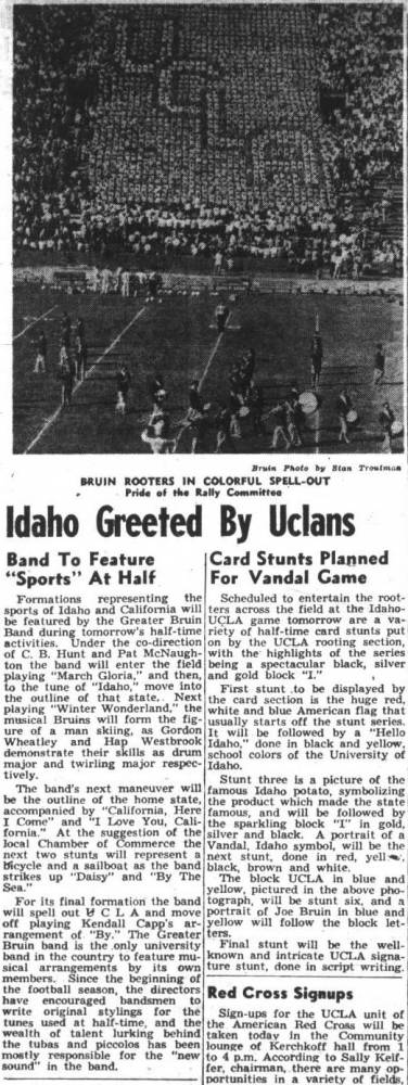 "Sports" themed halftime show at Idaho game, October 1, 1948