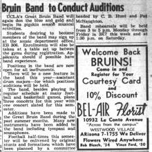 Band to hold auditions, September 13, 1948