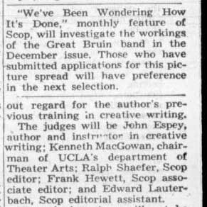 Scop, a campus magazine, to feature Band, November 17, 1948