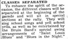 Bruin performs "Saint Louis Blues" and "Blues in the Night" at parade/rally, September 22, 1948 