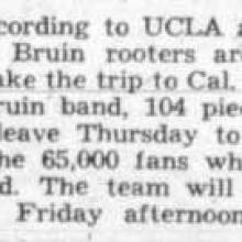 Band leaves Thursday for Cal game, November 3, 1948