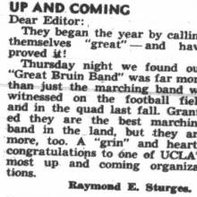 Band praise, "One of UCLA's most up and coming organizations." May 4, 1948