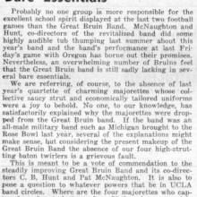 Band lacking majorettes letter, November 15, 1948