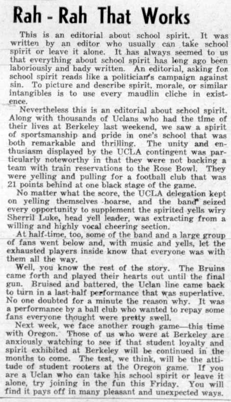 Editorial - school spirit, November 9, 1948