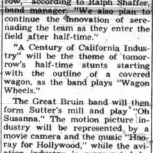 Band to bolster spirit at Santa Clara game, October 14, 1949