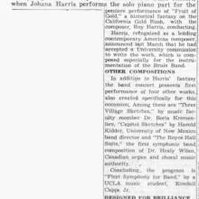 Johana Harris solos at concert, May 2, 1949