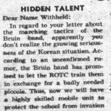 Letter regarding Band's new high-stepping style, September 28, 1950
