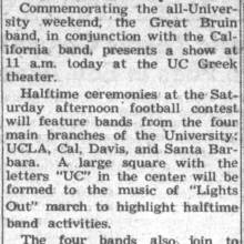 UCLA and Cal bands to honor Sproul, November 8, 1950