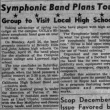 Symphonic Band plans tour, April 21, 1950