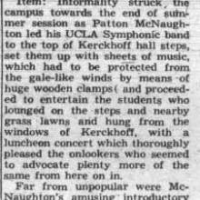Symphonic Band plays at Kerckhoff stairs, September 13, 1950