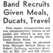 Band overview, October 18, 1951