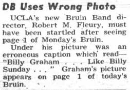 Daily Bruin uses wrong photo - Rober tFleury, October 2, 1951