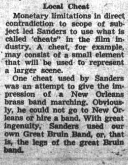 Band appears in student film by Dennis Sanders, February 19, 1952