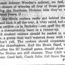 Call for Bruin Band to attend basketball game, February 21, 1952