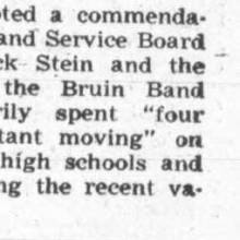 Commendation to Bruin Band for tour, May 7, 1953