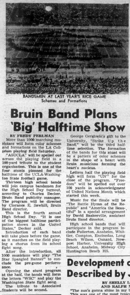 Fourth annual High School Band Day, October 22, 1953