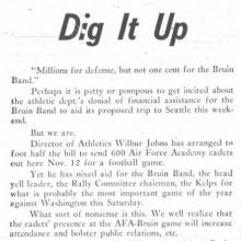 "Dig it Up" editorial calls for Athletics to fund Band trip to Washington, October 10, 1960