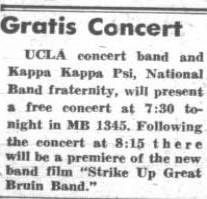 Concert Band and Kappa Kappa Psi - free concert, April 7, 1960