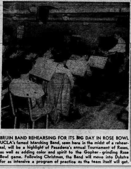 Photo - Band rehearsing music for 1962 Rose Bowl, December 15, 1961