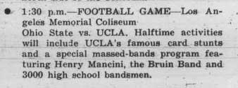 Henry Mancini to be guest at Band Day, October 6, 1962