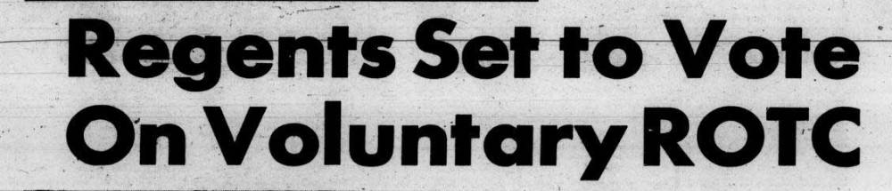 Regents set to vote on voluntary ROTC, May 11, 1962