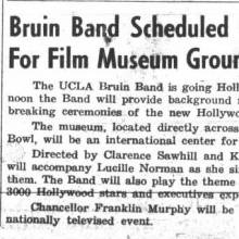 Band scheduled to perform at Hollywood Film Museum groundbreaking, October 17, 1963