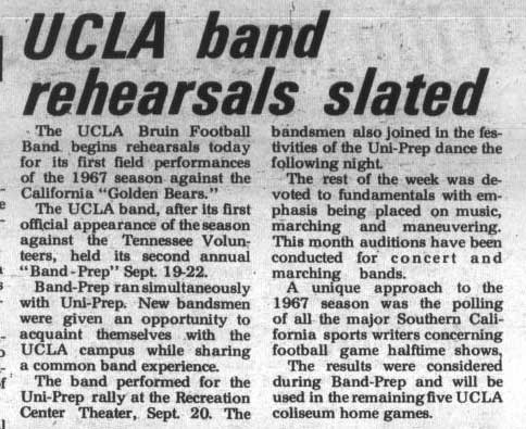 Band schedules Band-Prep (Band camp), September 26, 1967