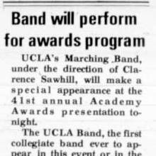 Band to perform on Academy Awards, April 14, 1969
