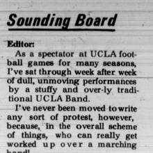 Letter - UCLA Band should be more like Stanford's, November 3, 1969