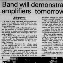 Band demonstrates amplifiers, October 17, 1969