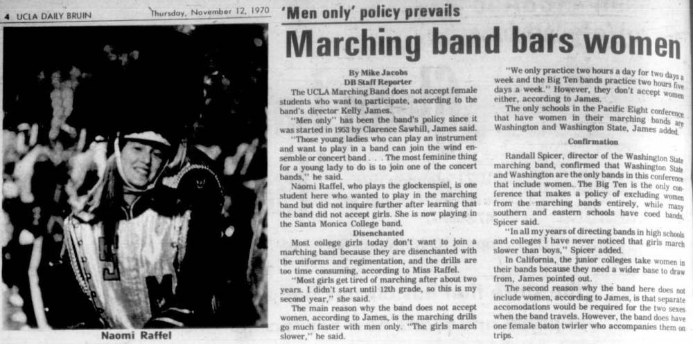 Marching Band bars women, November 12, 1970