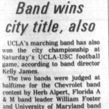 Band wins city title, Herb Alpert judge. November 25, 1970
