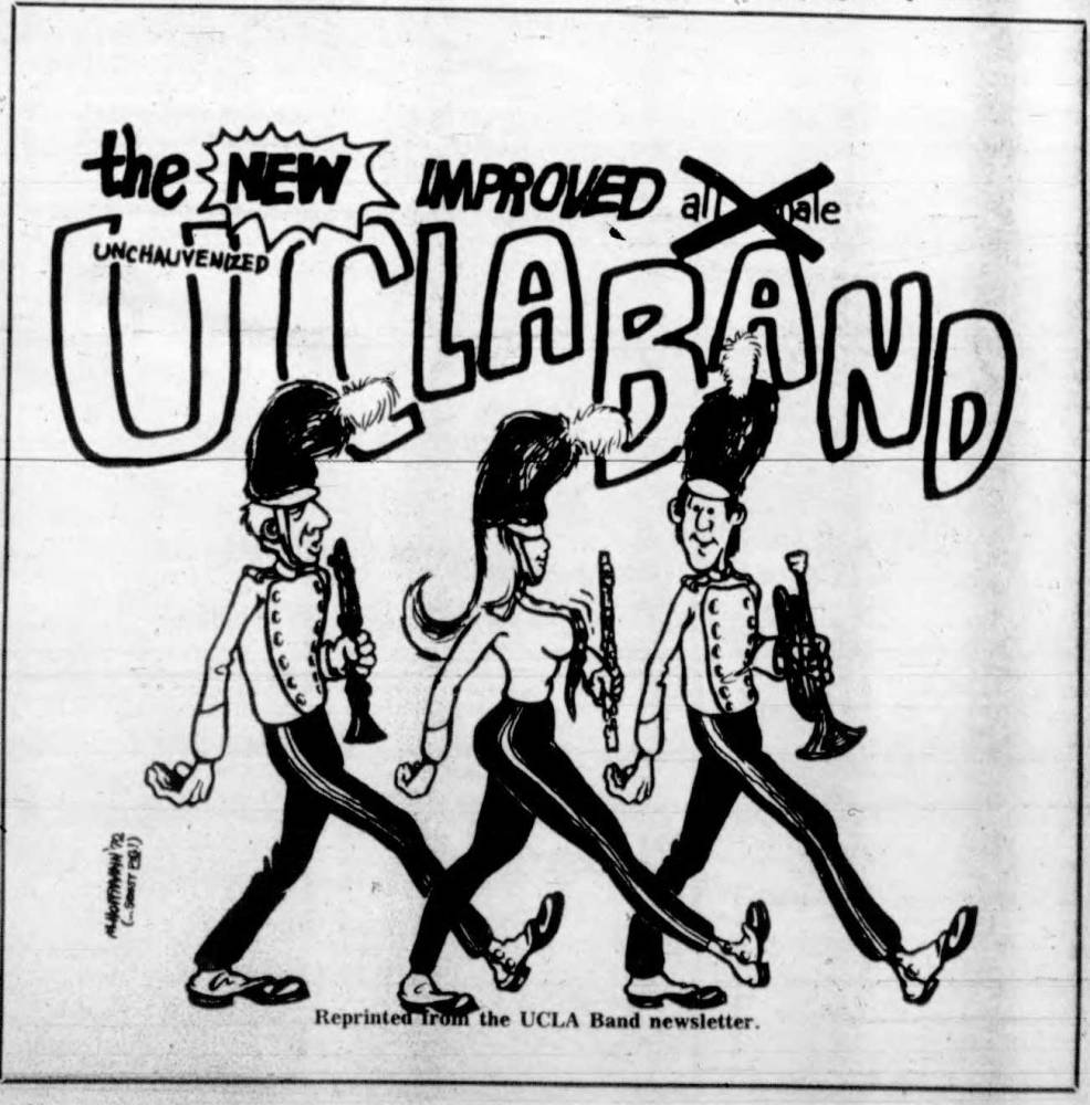 The "New Improved UCLA Band," cartoon. September 25, 1972