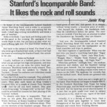 Jamie Krug article - "Stanford's incomparable band," October 18, 1973