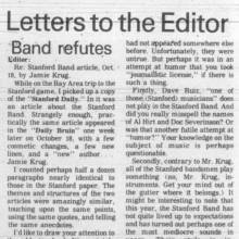 Letter -  Reaction to Krug's article about Stanford Band, October 25, 1973
