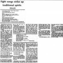 Fight songs feature, mentions Gershwins, Bill Ackerman, Kelly James. November 20, 1974