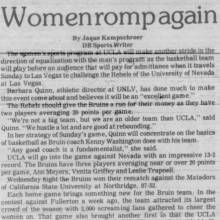 Varsity Band mentioned in women's sports write-up, February 14, 1975
