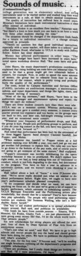 "Music Performance: Where to go and how?" feature, part 3 of 3, April 9, 1976