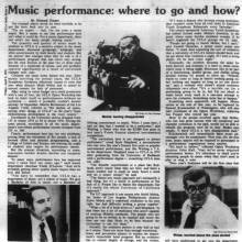 "Music Performance: Where to go and how?" feature, part 1 of 3, April 9, 1976