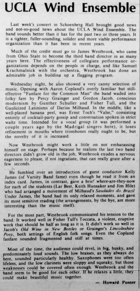 Wind ensemble concert review, February 23 ,1977