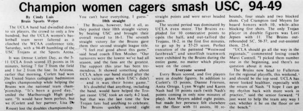 Band stays for women's basketball game, March 7, 1977