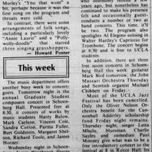 Wind Ensemble Concert dedicated to Clarence Sawhil, May 23 ,1977